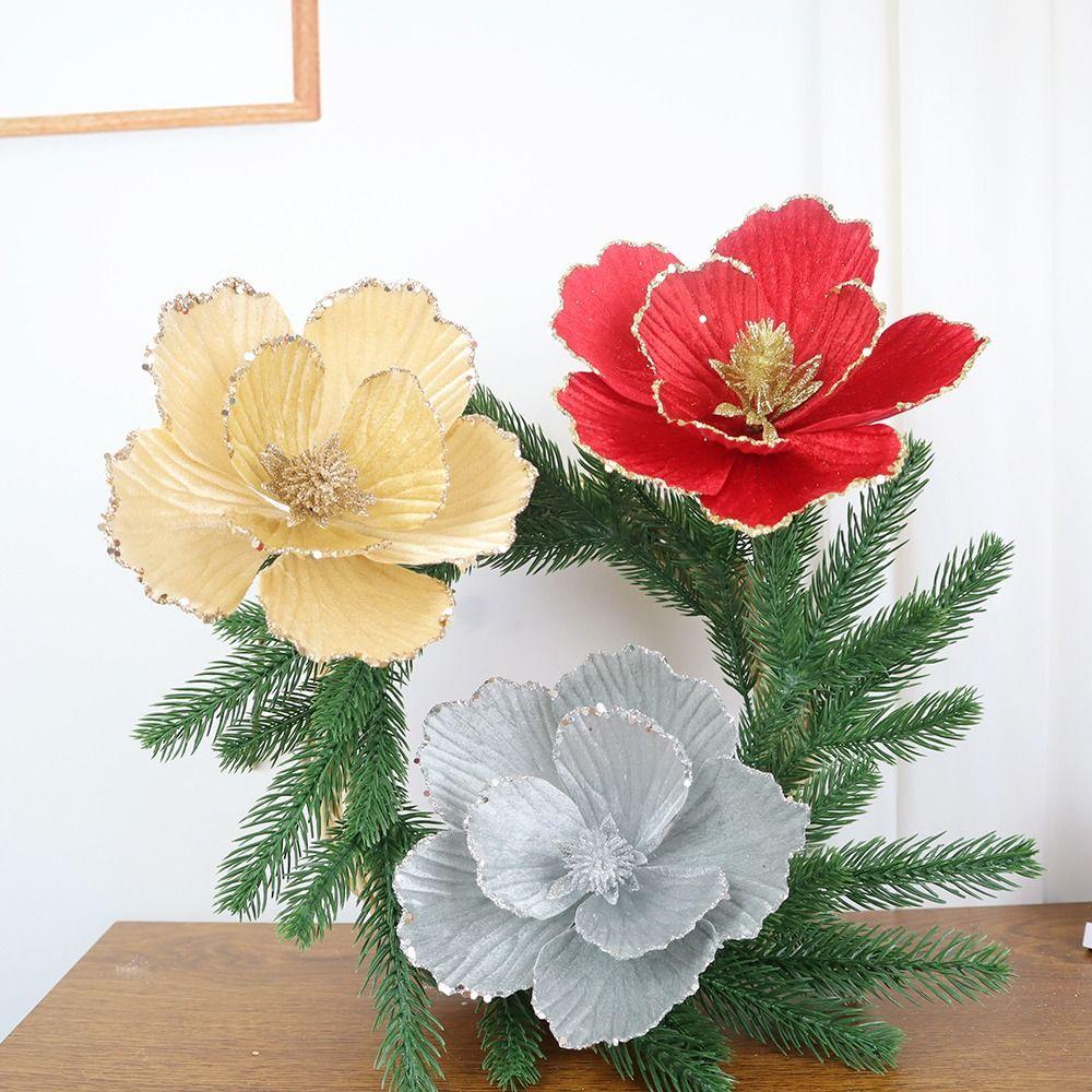 Exquisite Design Glitter Christmas Flower DIY Artificial Flowers New Year