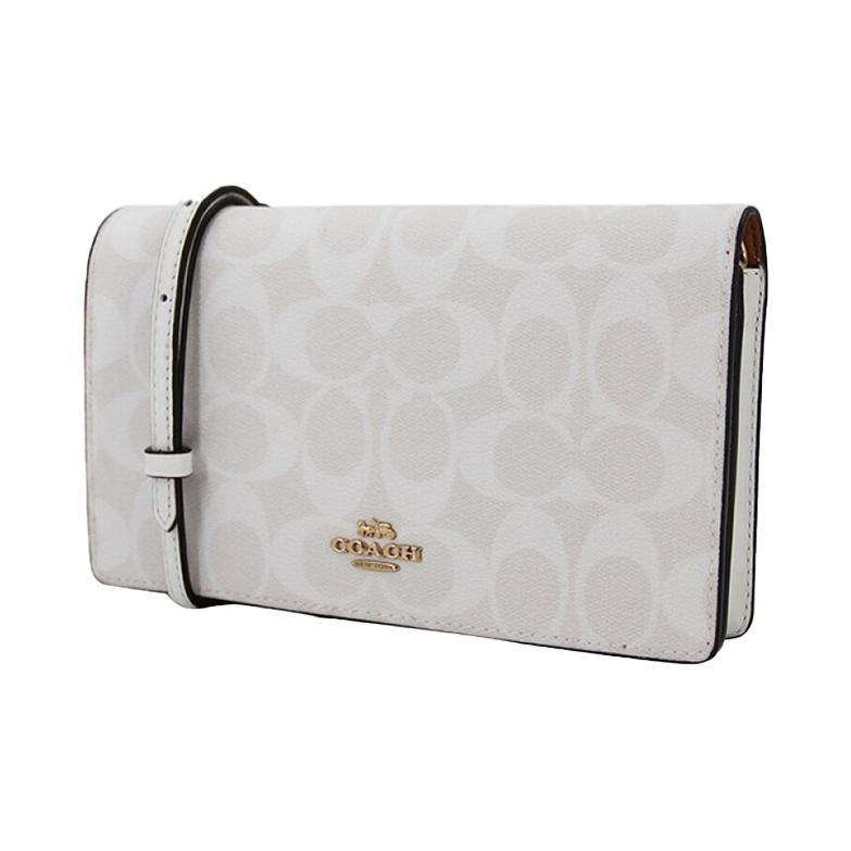 Coach Сумка через плечо Anna 20 с клапаном, холст и кожа, женская, цвет Glacier-White 3036-IMRFF