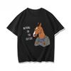 Футболка с коротким рукавом BoJack Horseman для мужчин и женщин Аниме, Имитация двухслойности, Половина рукава, Свободный, Повседневный, Дышащий Топ
