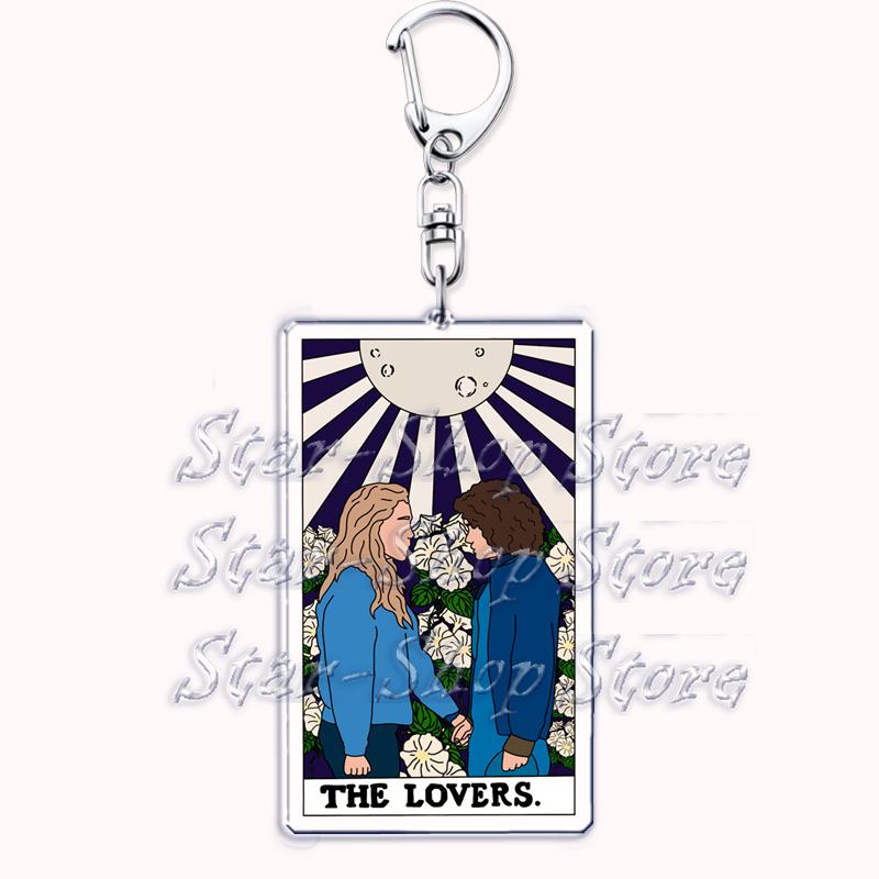 Popular Culture Halloween Tarot Card Keychains for Accessories Moon Luna Death Keyring Jewelry Fans Lovers Friends Reader Gifts