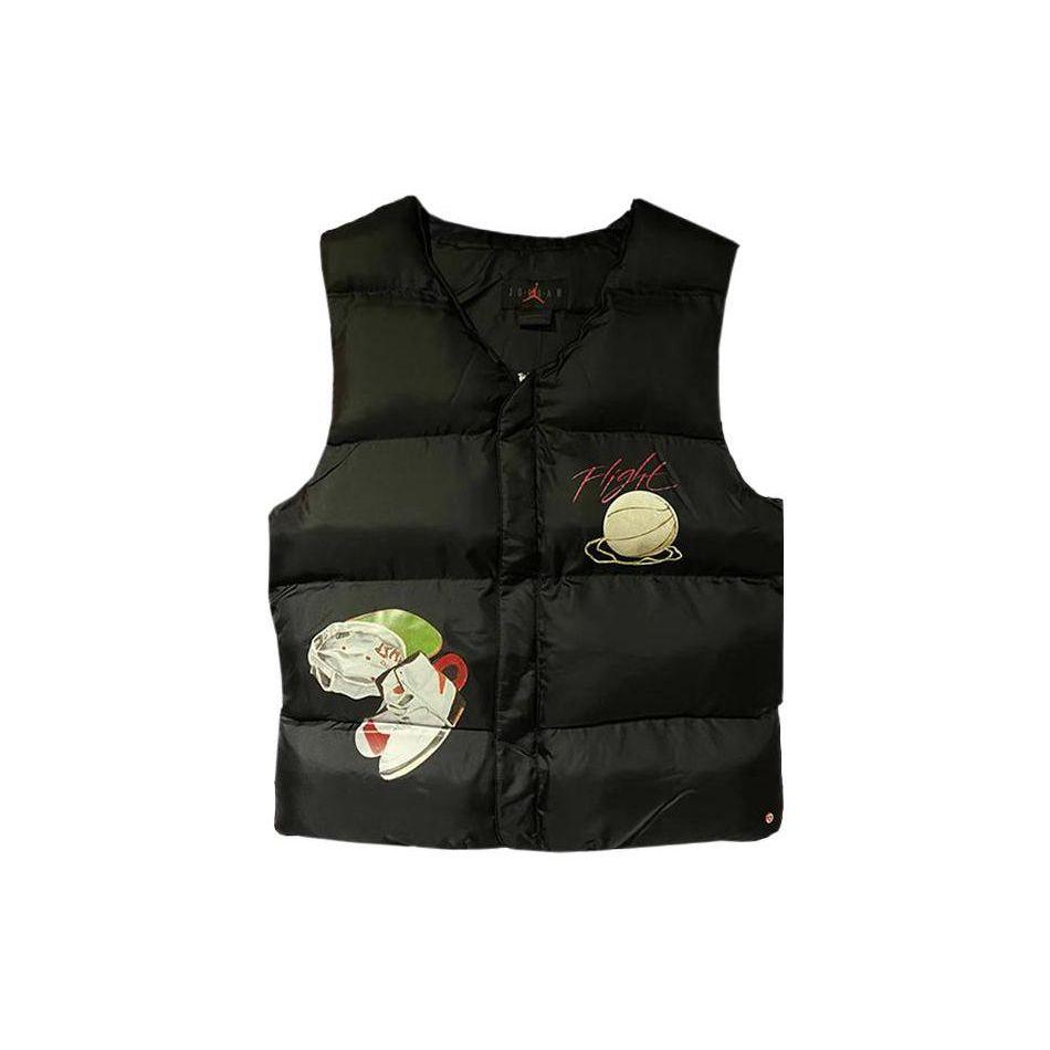 Jordan Однобортный жилет с v-образным вырезом и принтом серии Artist, мужская верхняя одежда, черный DV1608-010