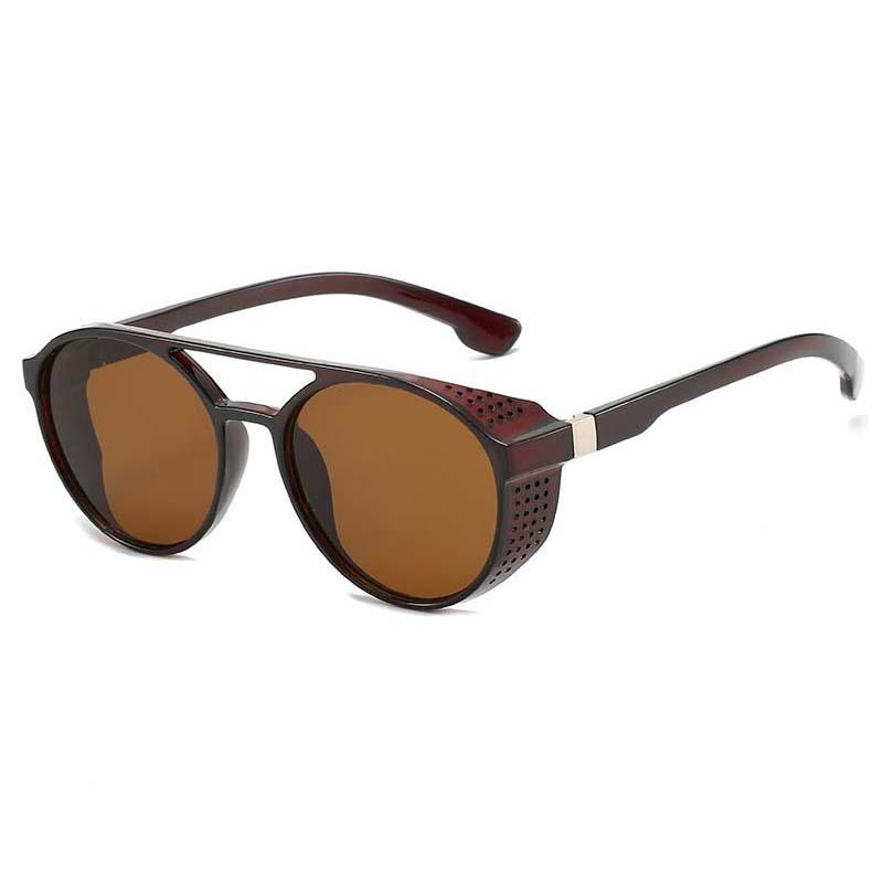 Винтажные круглые солнцезащитные очки стимпанк, мужские, дизайнерские, зеркальные, модные, для вождения