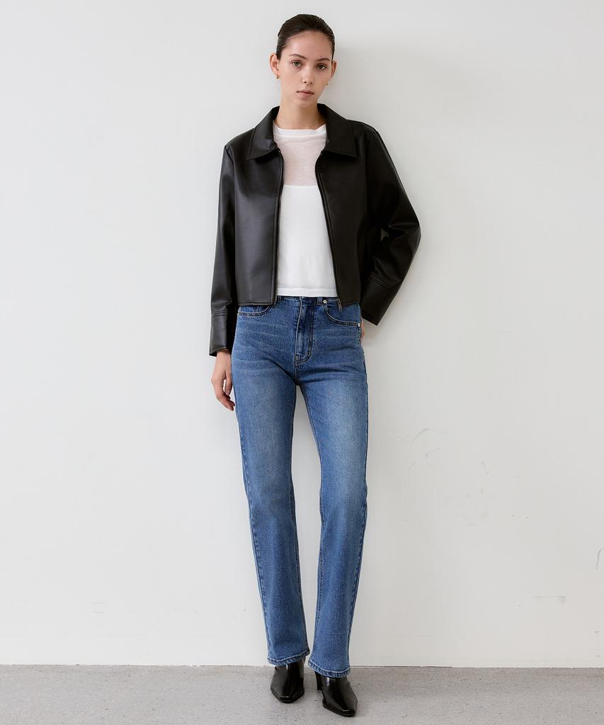 ANTOME Minimal Leather Jacket (Black)