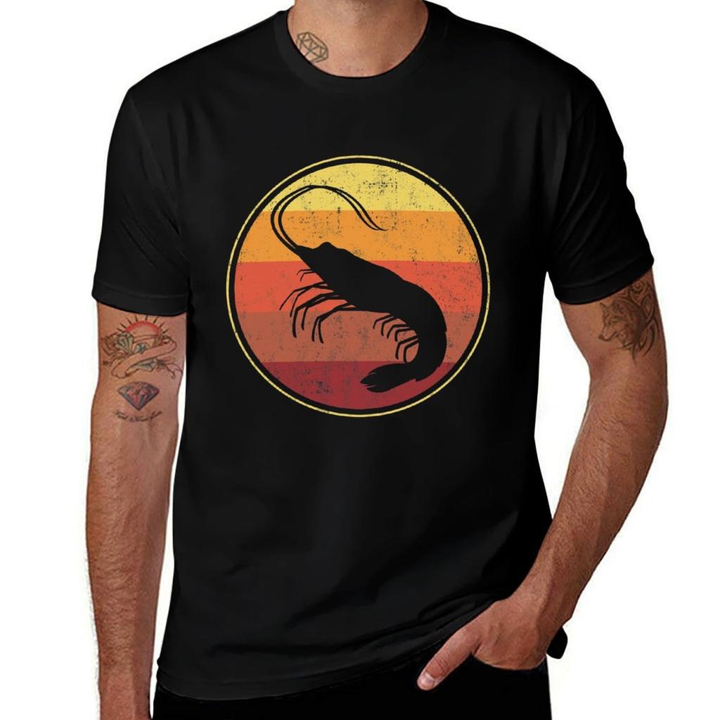 Shrimp Seafood Prawn Vintage TShirt Comfortable Workout Short Sleeve Shirt