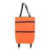 Foldable Roller Shopping Bag with Rotary Wheels Large Capacity Great Load Bearing Straps Waterproof Fabric Smooth Zipper Retractable Trailer
