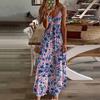 Women  Print  Backless Maxi Dress Sexy Sleeveless Beach Dress