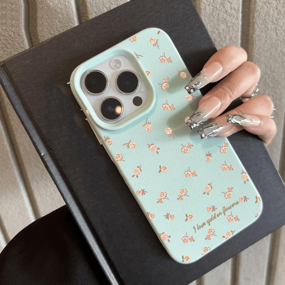 Flower Phone Case For iPhone 16 Pro Case for iPhone 11 12 13 14 15 Pro Max 16 Plus Silicone Soft Leather Texture Cover Fundas