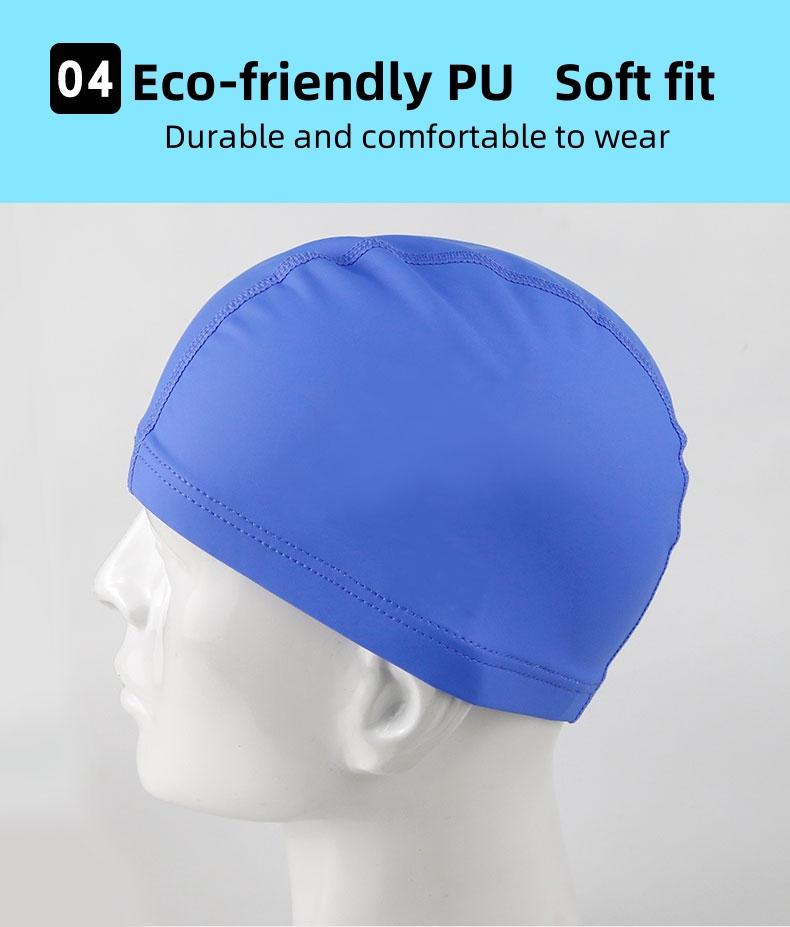 Factory Direct 100% Elasticity Adult Swim Cap Color Fading Resistant PU with Silicone for Swimmers