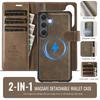 2-in-1 Magnetic Detachable Wallet Case for Samsung Galaxy S25/S25 Plus/S25 Ultra/S25 Edge - PU Leather, Card Slots, Wireless Charging, 360° Protection