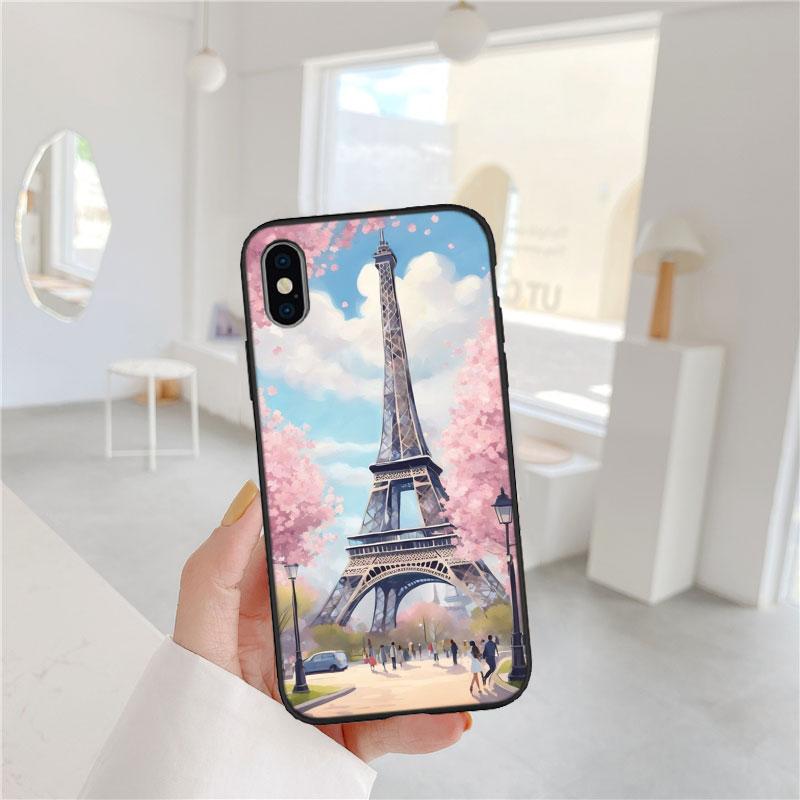 BF87 Париж Эйфелева башня Мягкий чехол для телефона iPhone 16 15 14 13 12 Pro Max Plus Mini