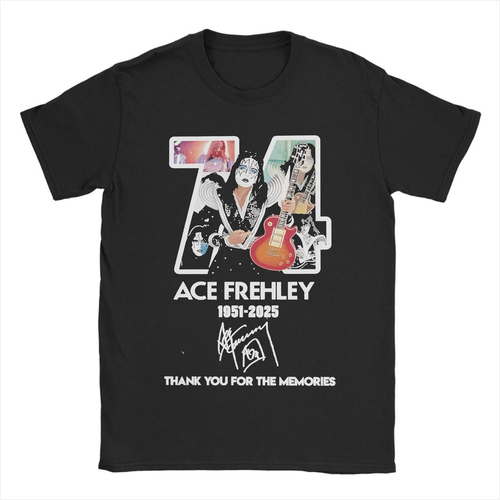 Rip Ace Frehley Космонавт 1951-2025 группа kiss Одежда Мужчины Женщины Футболка 100% Хлопок Футболка Новое Поступление Футболка Одежда