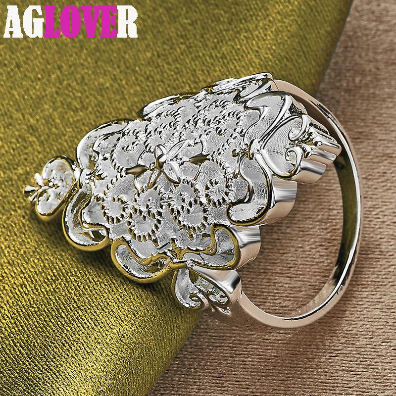 Ювелирные изделия из полого кольца с узором из стерлингового серебра 925 пробы