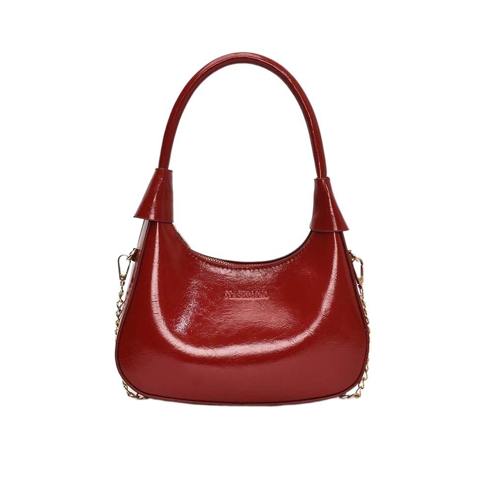 Large Capacity French Underarm Bag Solid Color Texture Handbag Classic PU Hobo Bag  Party