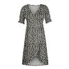 Women's Summer Casual Dress V Neck A-line Boho Ditsy Floral Flounce Sleeve Wrap Hem Dress