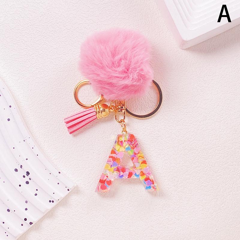 Очаровательный блестящий брелок с инициалами, сверкающий каучуковый кулон в виде алфавита с пушистой буквой, шарм для девочек, сумок, рюкзаков, аксессуаров