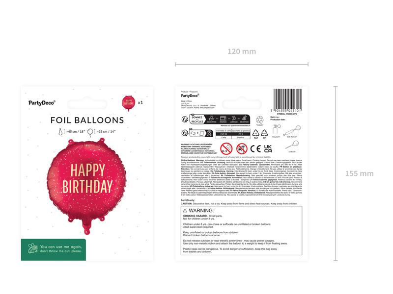 Balon Foliowy Pastylka Ciemnoczerwony Deep Red 35Cm