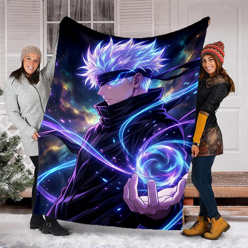 1pc Gojo Satoru Theme Blanket - Digital Print, Polyester, Cozy for All Seasons, Perfect for Outdoor, and Travel