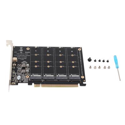 Адаптер M.2 NVME SSD на PCIE X16 4-портовый высокоскоростной 4x32 Гбит/с карта Soft RAID с индивидуальным светодиодным индикатором для компьютеров