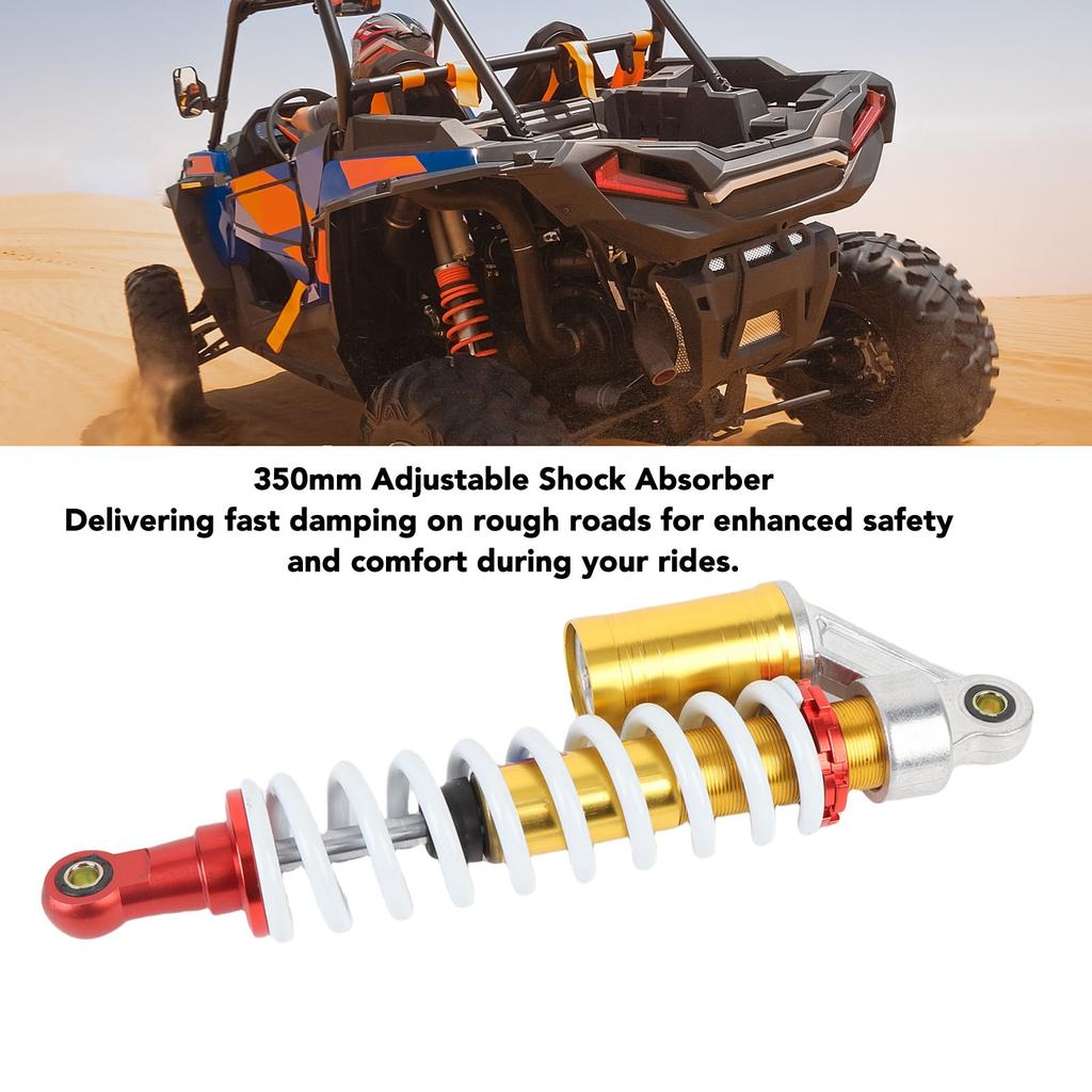 Регулируемый пружинный амортизатор 350 мм 13,78 дюйма Стильный внешний вид Амортизатор с регулировкой для квадроцикла, мотоцикла для бездорожья, картинга, скутера