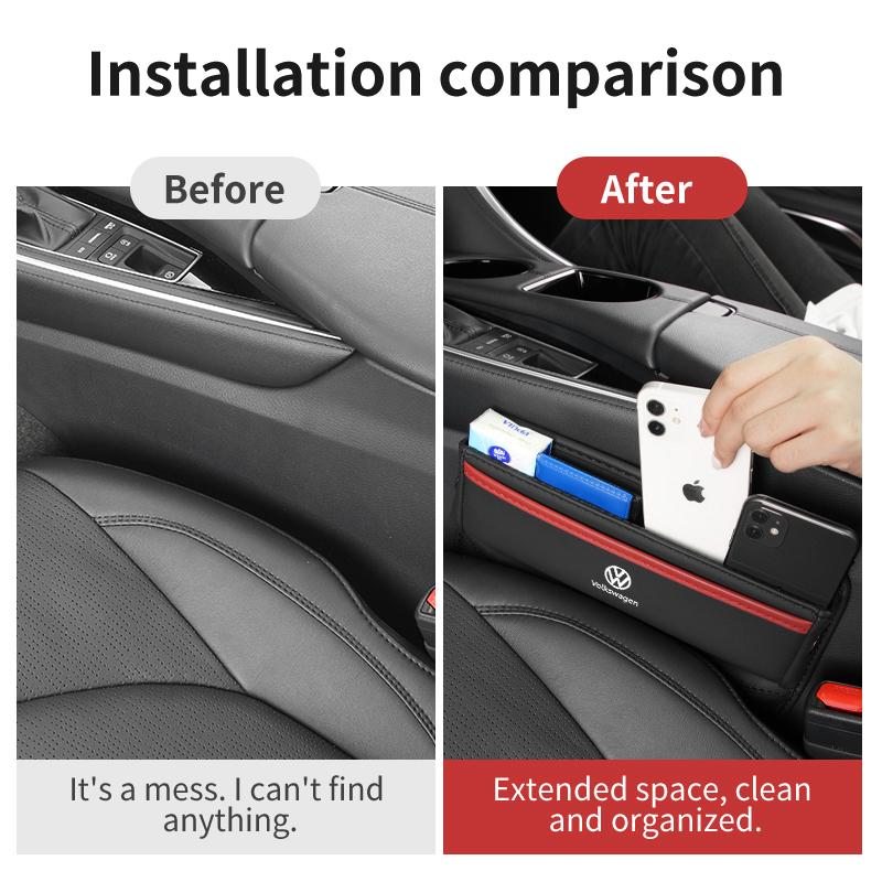 WET1 For Volkswagen VW Car Storage Box Seat Seam Organizer Key Cup Holder Gap Filler Scirocco Jetta Beetle Golf 4 5 6 Passat Polo B5