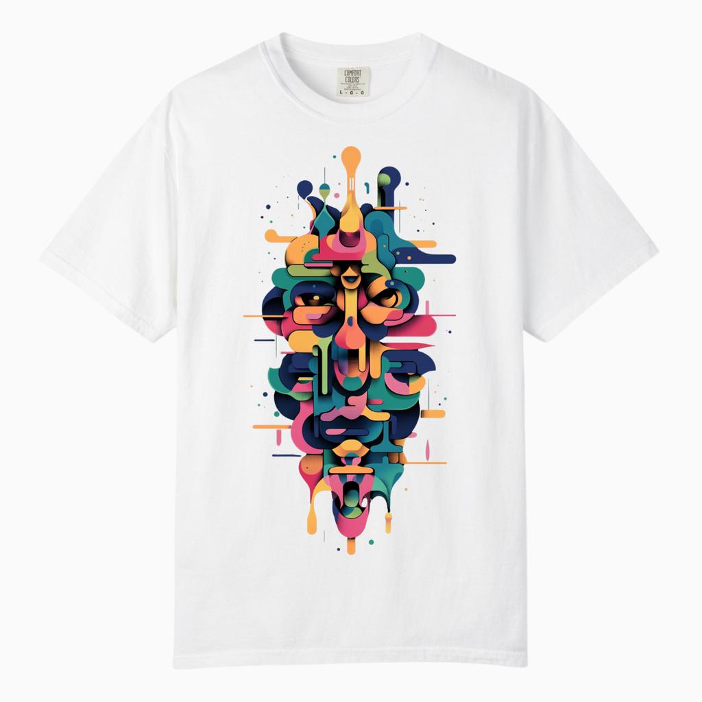 Цветочный Череп Маска для Лица Абстрактное Искусство Футболка, Comfort Colors, Унисекс Уличная Футболка