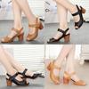 Classic Pu Open Toe Sandals With Block Heel And Velcro Strap For Adult Women Summer Wear