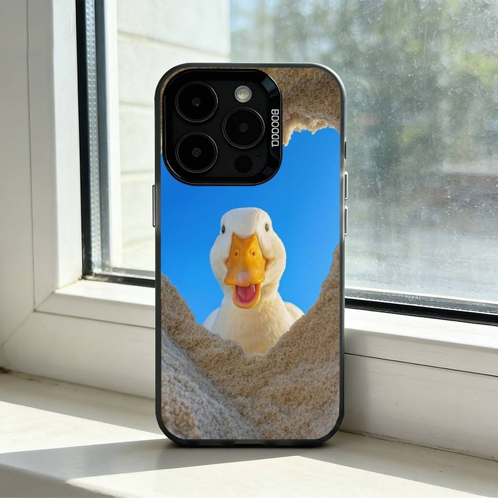 Милый Мультяшный D-Утенок Чехол для Телефона Для iPhone 17,16,15,14,13,12,11 Plus,Pro Max,XS,Красочный Серебристый Чехол для Телефона Funda Cover