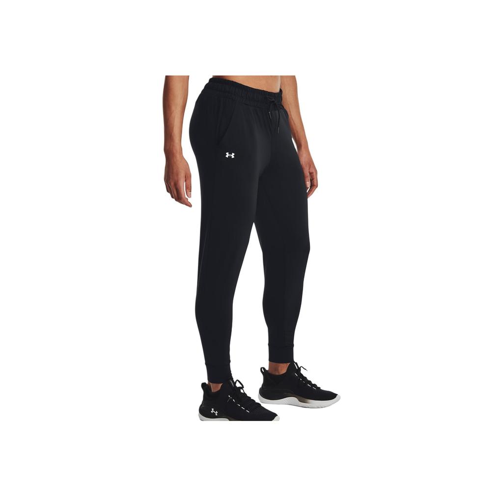 Under Armour Solid Color Print Logo Drawstring Joggers Women Bottoms Black 1373083-001