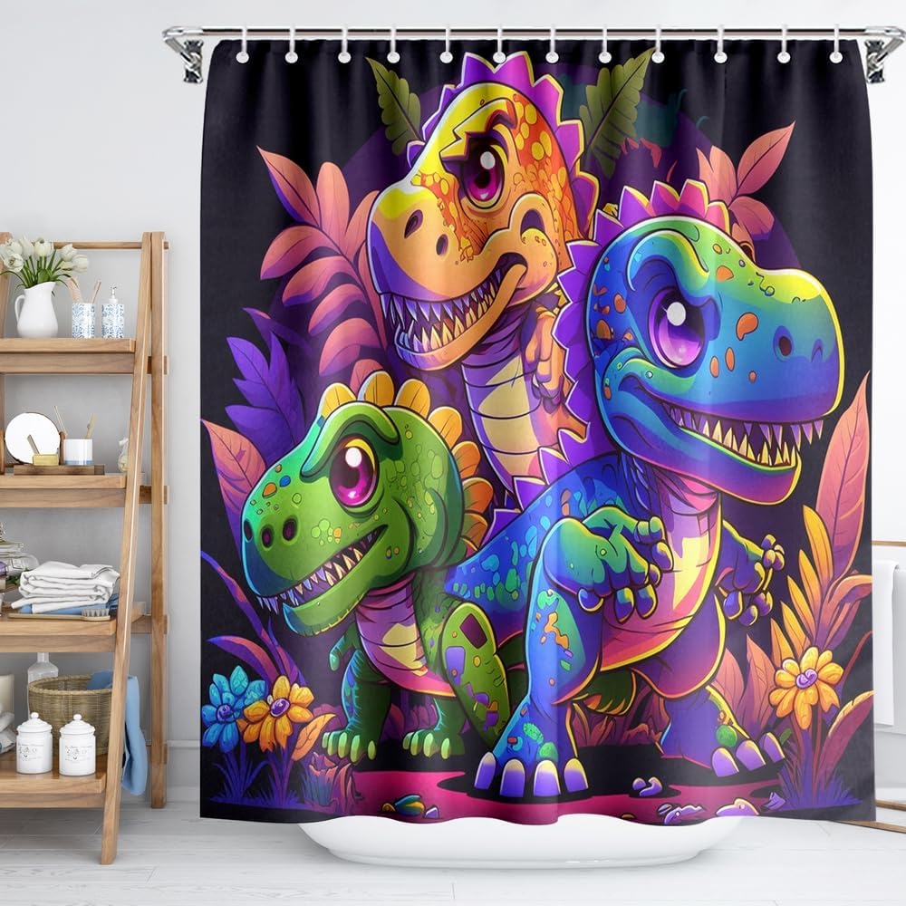 Черная шторка для душа Дерево жизни Небо Слон Неоновая ткань Растение Фэнтези Искусство Занавеска для ванной для женщин Украшение для ванны