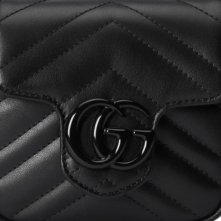 Gucci GG Marmont Series Double G Logo Quilted Leather Waist Bag Women waist bag Black 739599-UM8KV-1000