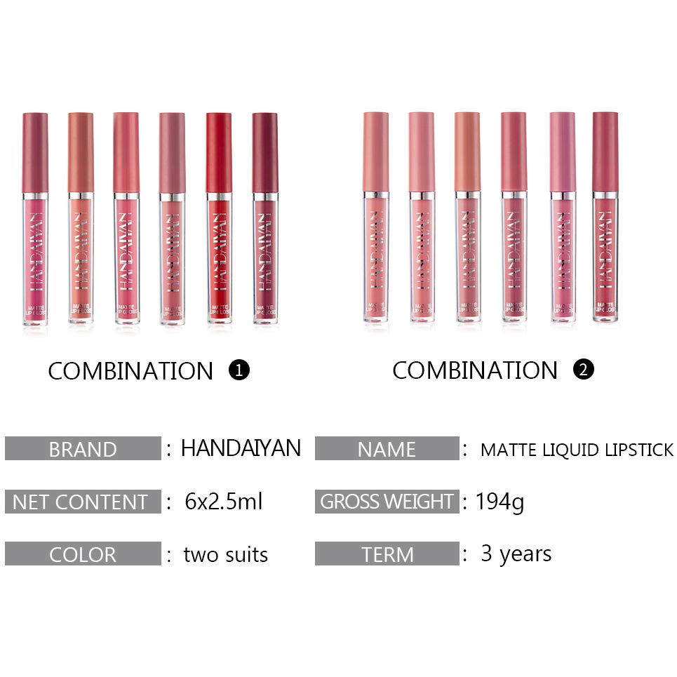 HANDAIYAN 6 шт. жидкий бархатный матовый блеск для губ красная помада телесного цвета для макияжа женская долговечная водостойкая косметическая косметика