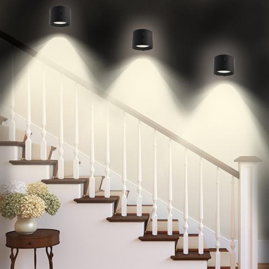 1 Set LED Magnetic Wall Lamp Intelligent 360 Degree Rotation USB Charging 3-Color Temperature Remote Control Long Battery Life Lamp