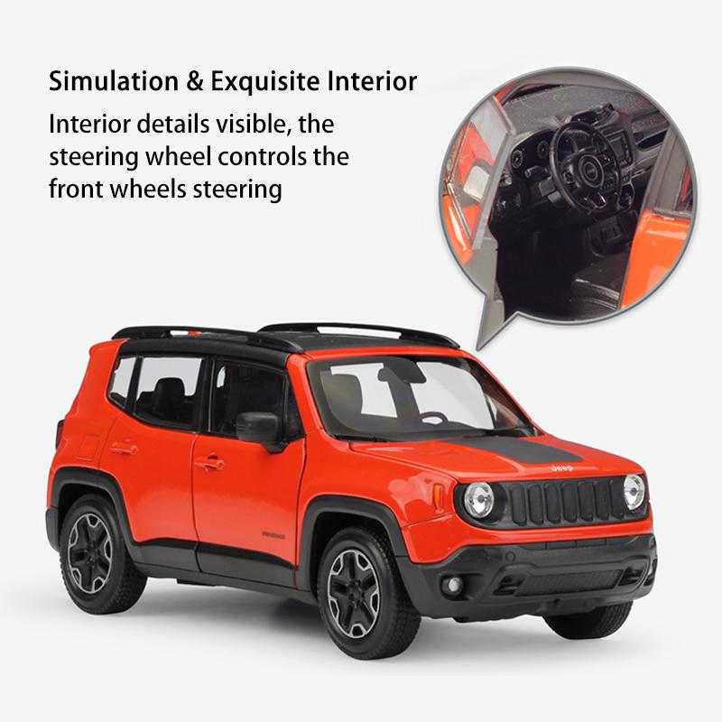 Масштаб 1/24 Welly Jeep Renegade Trailhawk, модель автомобиля из сплава, литье под давлением, металлические игрушечные транспортные средства, модель автомобиля, коллекция высокой имитации, детские подарки