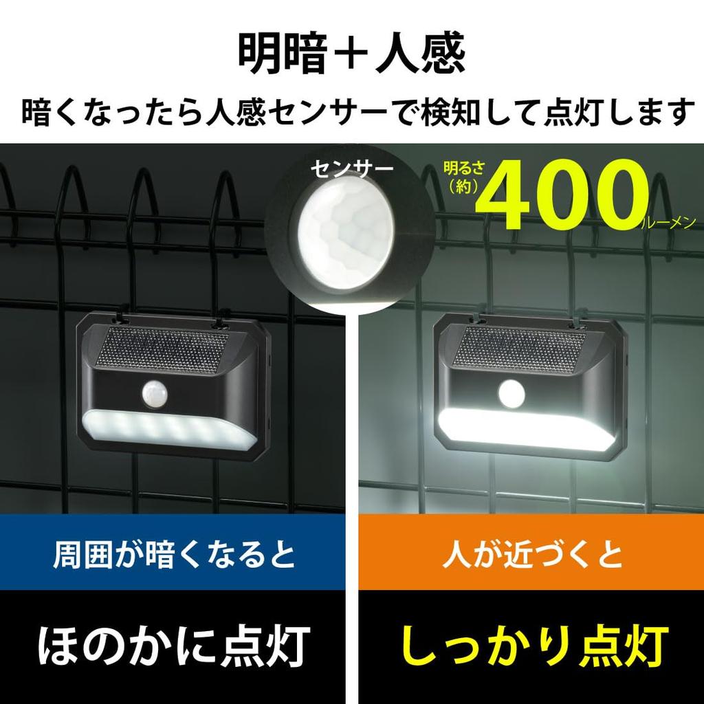 Ohm Electric Sensor Light Solar Outdoor Waterproof IP65 Motion Sensor Sensor Wall Light 400 Lumens Daylight OHM E-Bright LS-B400JW-SD 06-4952