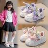 New Spring and Autumn Styles of Girls' Sneakers: Children's Floral Sports Shoes, Stylish White Sneakers with a Bow, Casual Shoes