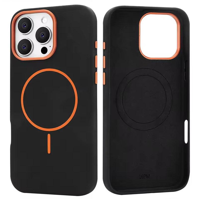 Роскошный чехол для телефона Magsafe из ТПУ кожи для iPhone 16 15 14 13 Pro Max с магнитной беспроводной зарядкой и противоударным покрытием из сплава