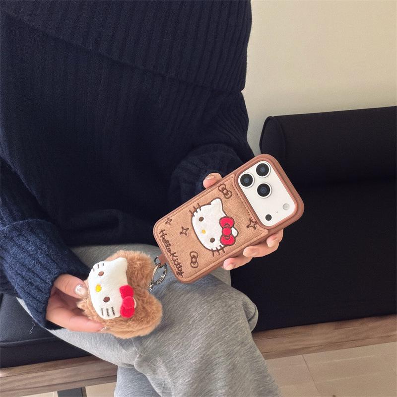 Нишевый вышитый джинсовый чехол Hello Kitty для iPhone 16 Pro Max/15/14 - Новое женское издание