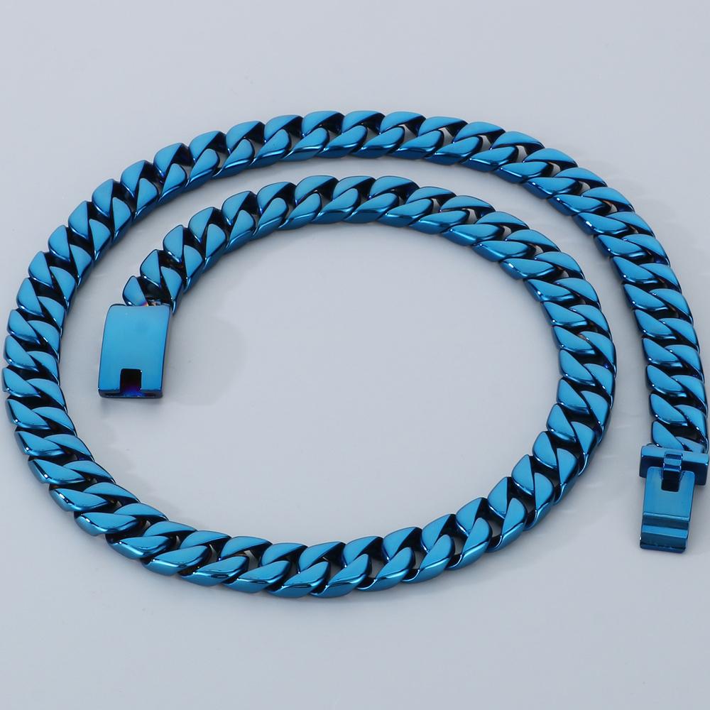 Кубинская цепочка длиной 50/60 см шириной 12 мм, ожерелья для мужчин, однотонная цепочка из нержавеющей стали на шею, вечерние мужские ювелирные изделия, подарки, 5 цветов