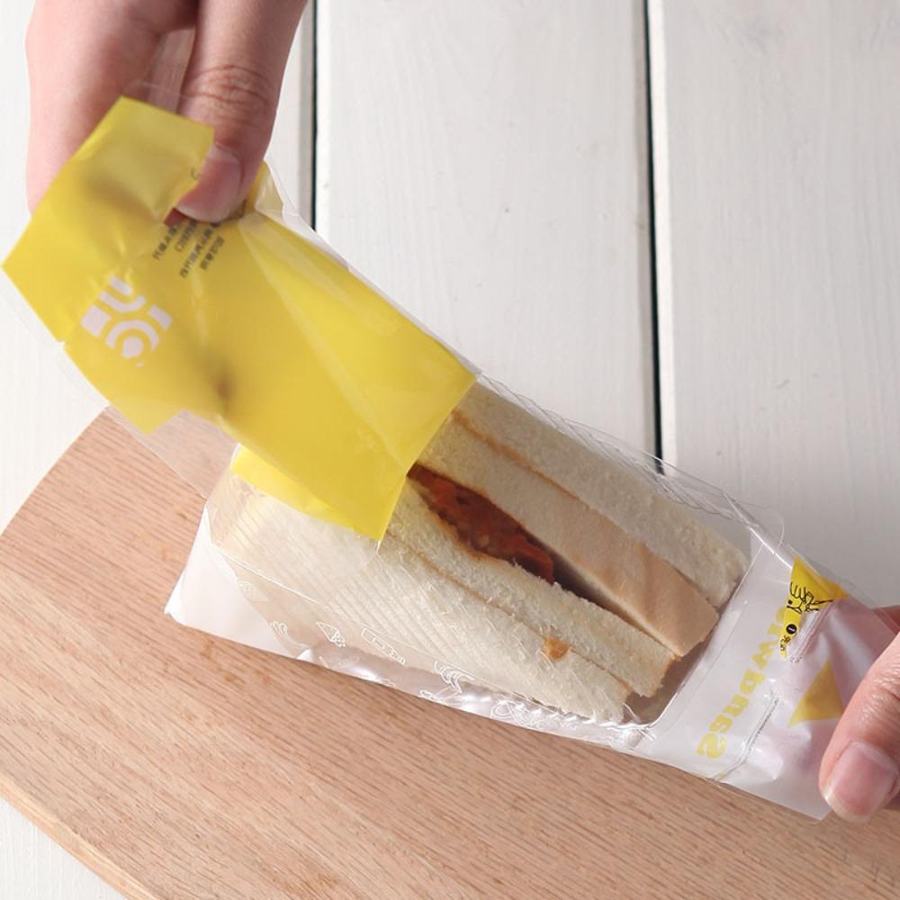 100pcs Triangle Bread Bags Plastic Sandwich Wrappers Disposable Sandwich Packaging Bag Wedding