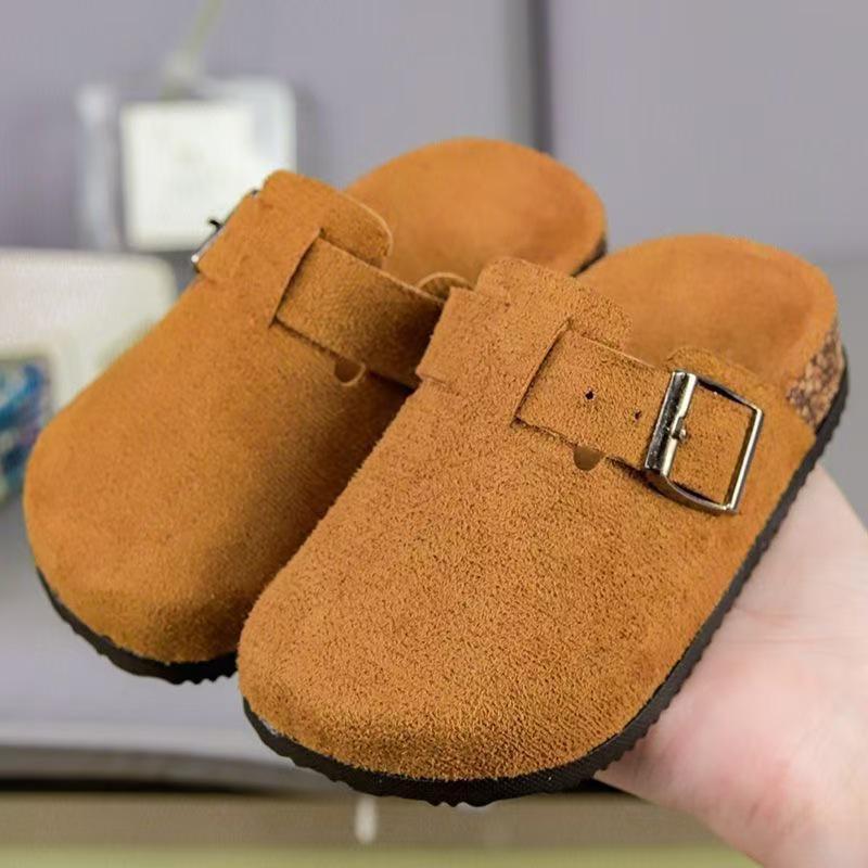Детские шлепанцы в корейском стиле Birkenstock: Модная закрытая обувь на толстой подошве для мальчиков и девочек
