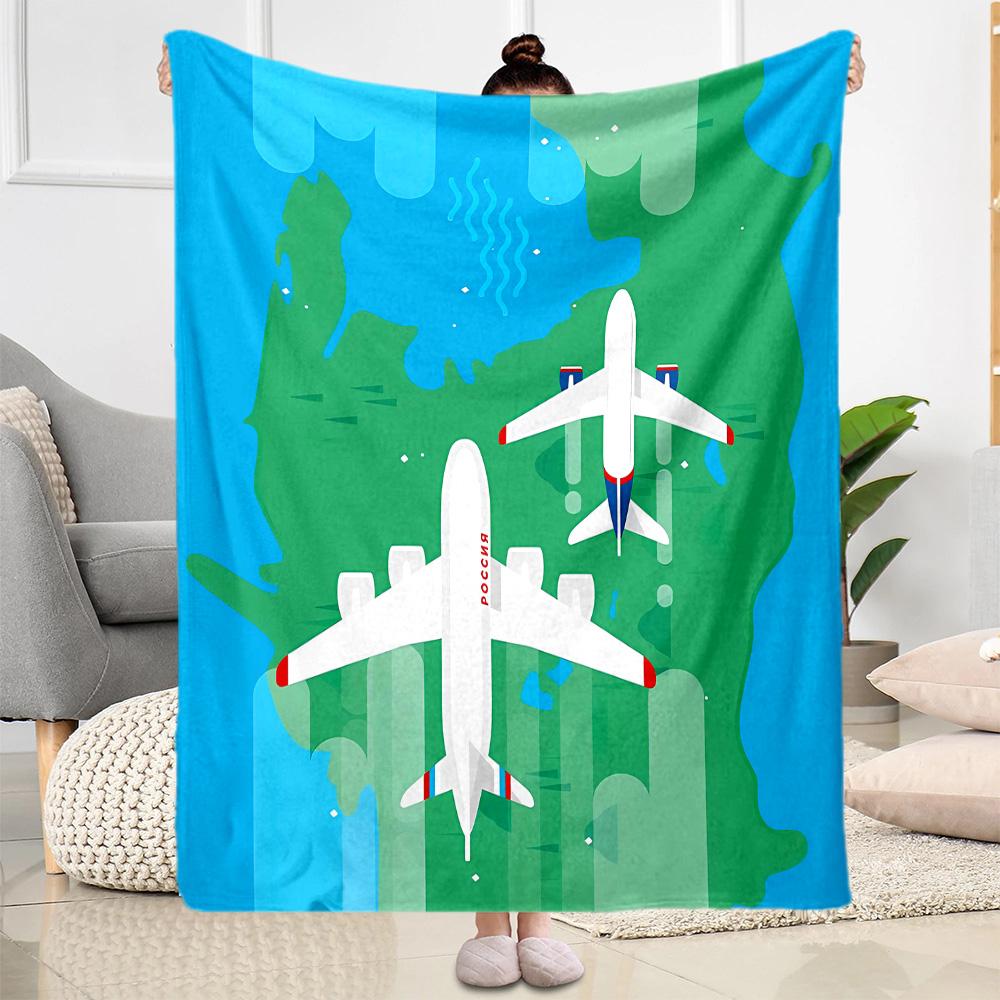 Airport Runway Blanket Soft Warm Cozy Great for Picnics Office Chair Livingroom for All Seasons Modern Style Gifts For Family Or Friends