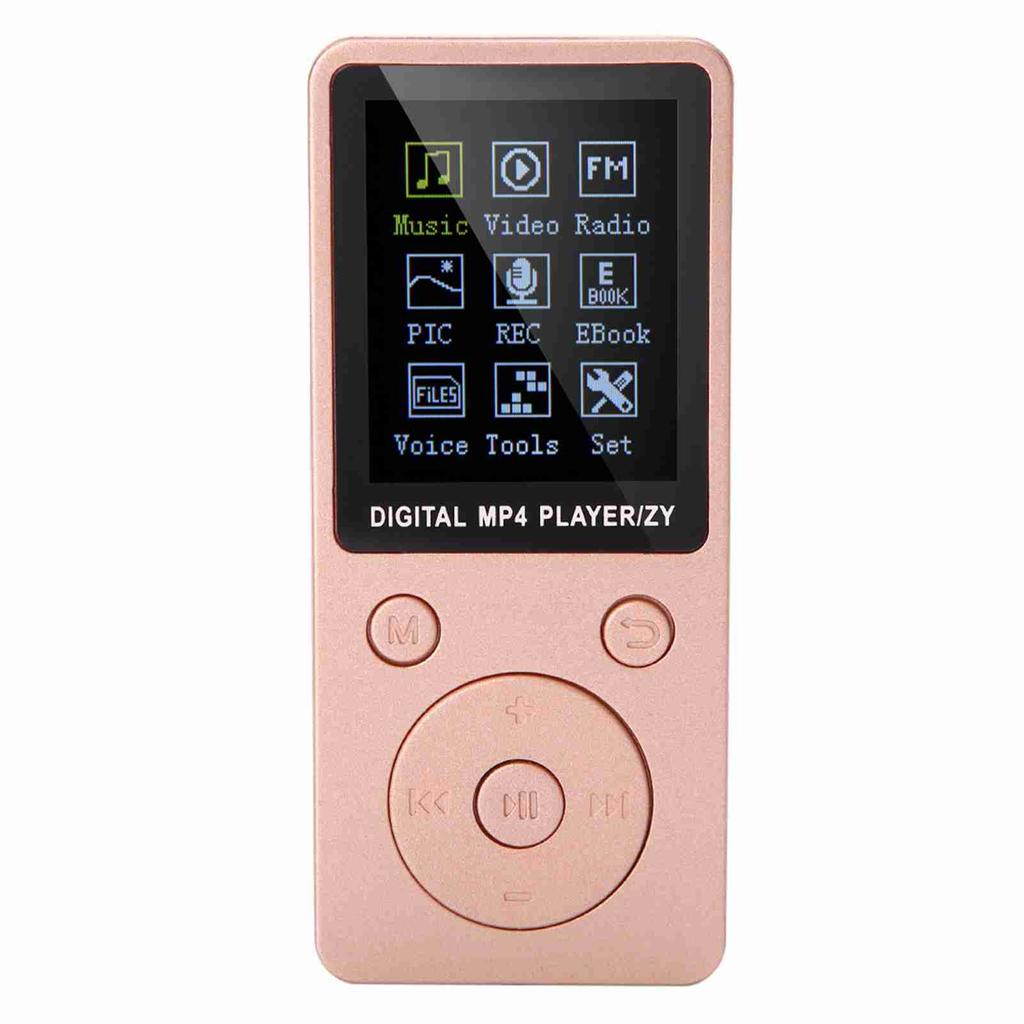 Portable Screen MP4 Music Player Support 32GB TF Card with Headphone Long Standby Time Rose Gold