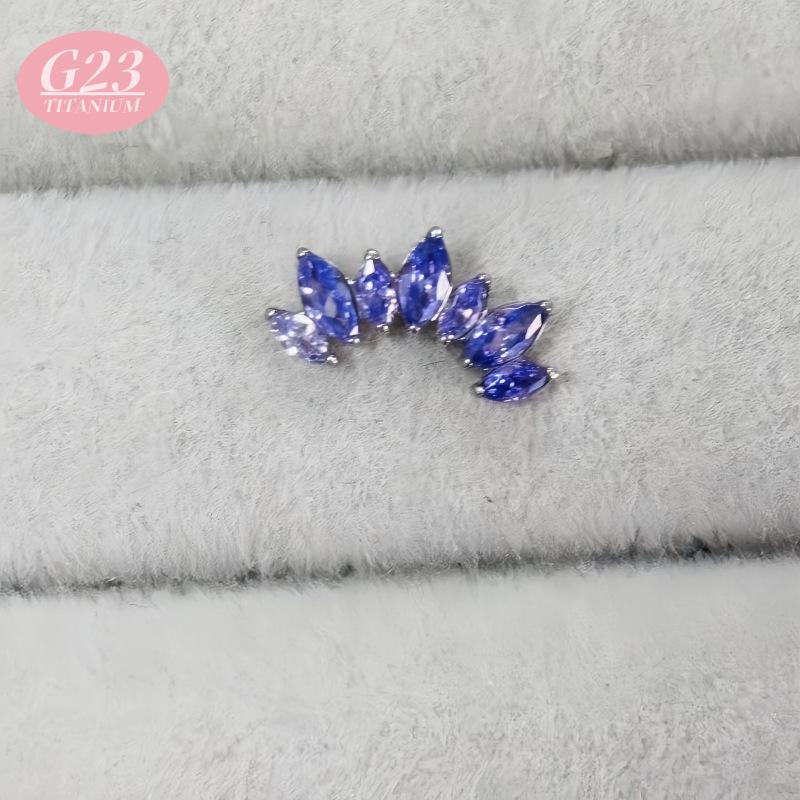 Серьги-гвоздики для хряща из титана G23 с цирконием, семь звезд, маркиз, пирсинг тела