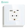 Bseed EU Россия Розетка 16А 4 цвета Электрическая настенная розетка Закаленное стекло Кристальная панель Электрическая розетка Обустройство дома