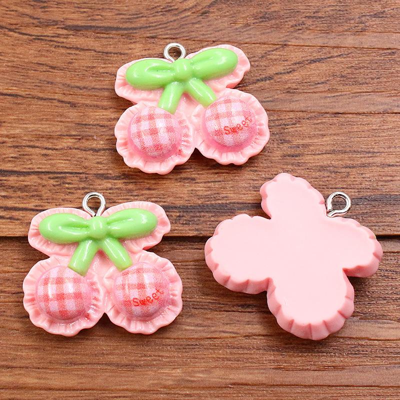 10Pcs DIY Resin Accessories Fruit Cherry Apple Flower Strawberry Pendant