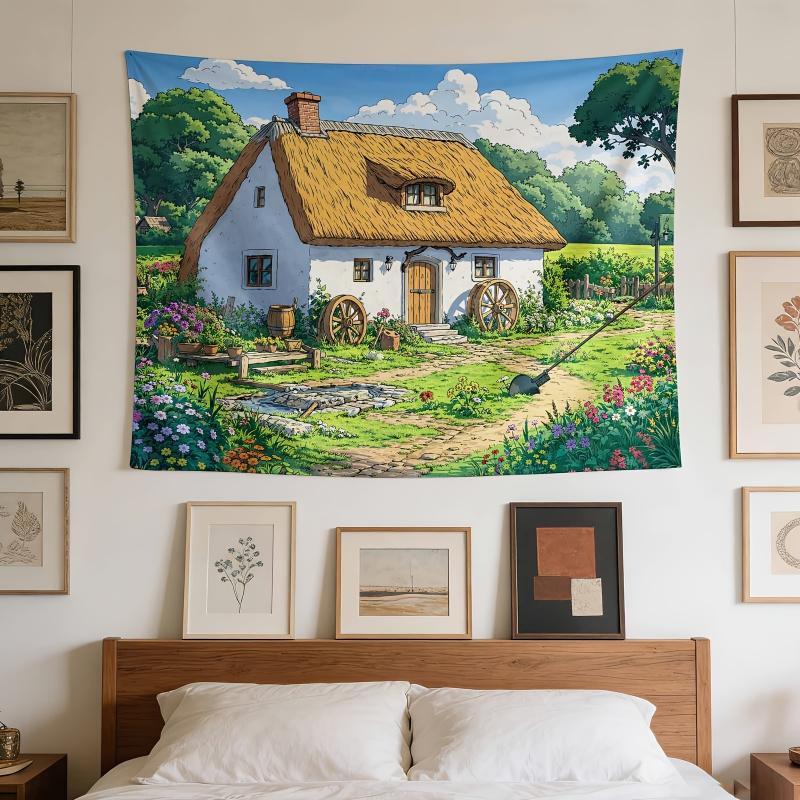 Rural Scenery Polyester Fiber Tapestry Wall Hanging Decor for Dormitory Bedroom Farmhouse - Home Wall Decoration