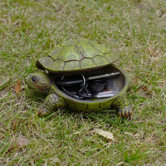 Yousheng Имитация Черепахи Шкатулка для хранения украшений с крышкой Полимерная Черепаха Контейнер-органайзер для мелочей и ключей Статуэтка животного Настольное украшение