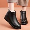 Winter Genuine Leather Handmade Ankle Boots Lady Soft Flat Shoes Comfortable Casual Thick Plush Warm Short Boots Mother Shoes