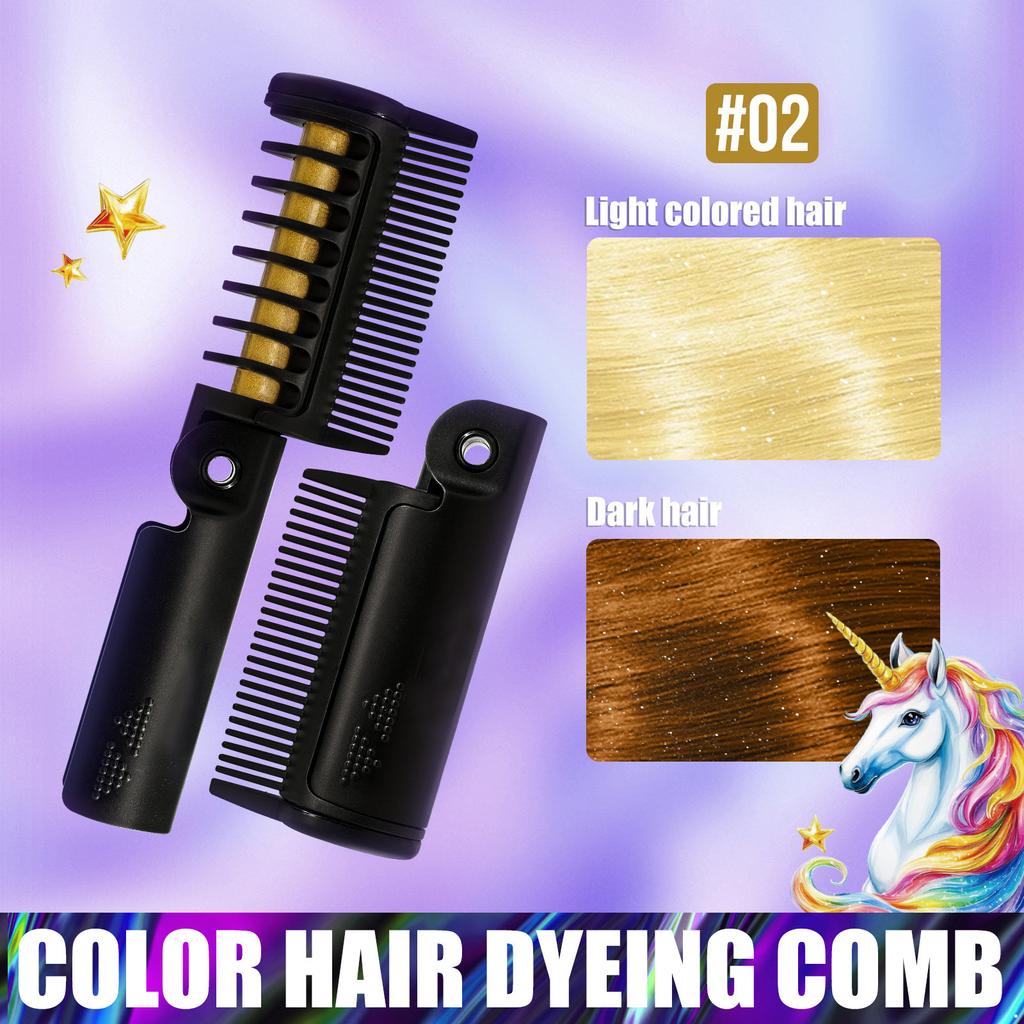 Temporary Hair Color Comb with Foldable Design for Quick Bright Hair Chalk Styling Non Toxic Washable Colorful Hairbrush for Adults Halloween Cosplay