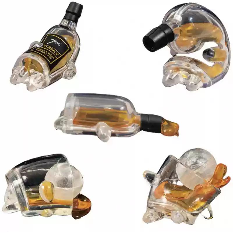 Qualia A Drunk Wine Bottle And Glass, A Personified Whisky Figurine Mini Figurine Decoration Modle